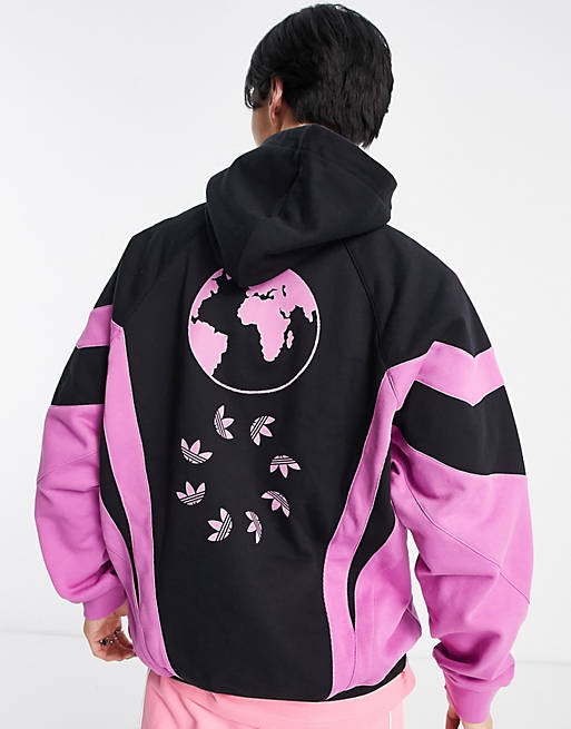 Calle Oeste Frase Sudadera negra y rosa con capucha y logo central Revive de adidas Originals  | ASOS