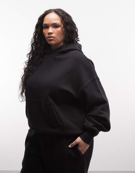 Sudadera negro lavado de corte cocoon extragrande con capucha de tejido grueso de algodón de 440 g/m² Icon Rest Day de 4505 Curve - view 1