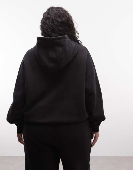 Sudadera negro lavado de corte cocoon extragrande con capucha de tejido grueso de algodón de 440 g/m² Icon Rest Day de 4505 Curve, 4 de 4