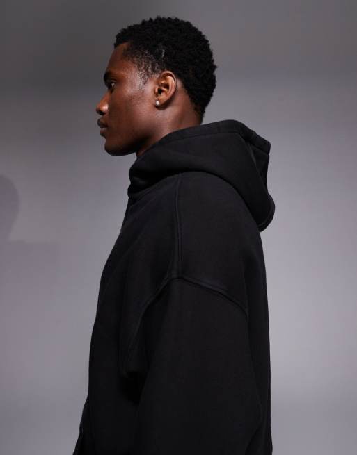 Sudadera negro lavado de corte cuadrado extragrande con capucha de tejido grueso de algodón de 440 g/m² Icon Rest Day de 4505, 4 de 5