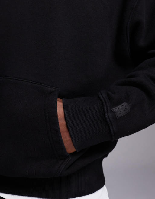 Sudadera negro lavado de corte cuadrado extragrande con capucha de tejido grueso de algodón de 440 g/m² Icon Rest Day de 4505, 5 de 5