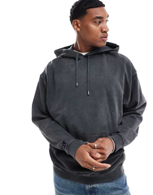 Sudadera negro lavado extragrande con capucha de Crooked Tongues