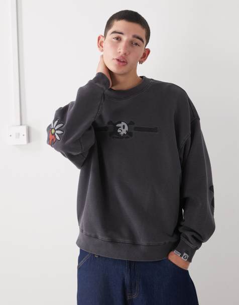 Sudadera negro lavado extragrande de Aape by A Bathing Ape x Erased - view 1