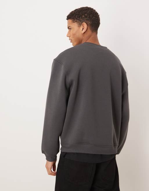 Sudadera negro lavado holgada con estampado de cuadros de ASOS DESIGN, 3 de 5