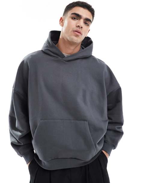 Sudadera negro lavado ultragrande con capucha de tejido grueso de 400 g/m2 premium de ASOS DESIGN - view 1