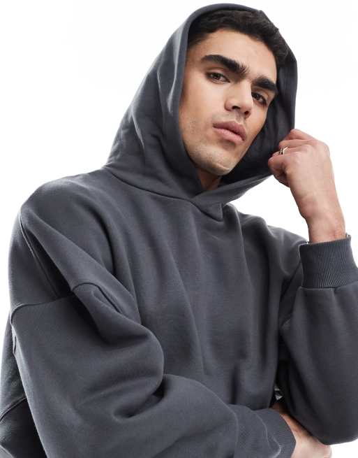 Sudadera negro lavado ultragrande con capucha de tejido grueso de 400 g/m2 premium de ASOS DESIGN, 4 de 4
