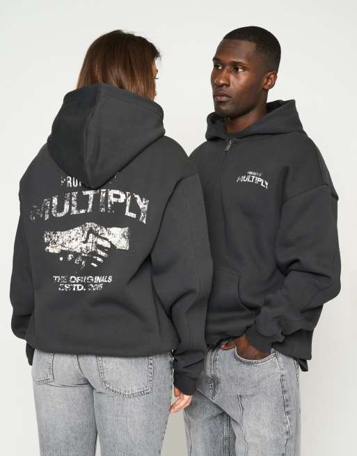 Sudadera negro refresco extragrande con capucha y cremallera Property de Multiply Apparel