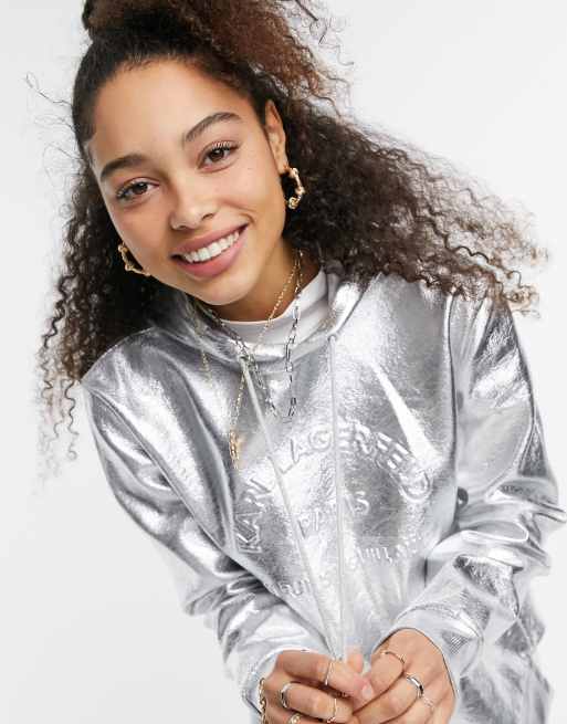 Sudadera plateada con capucha y en la delantera de Karl Lagerfeld ASOS