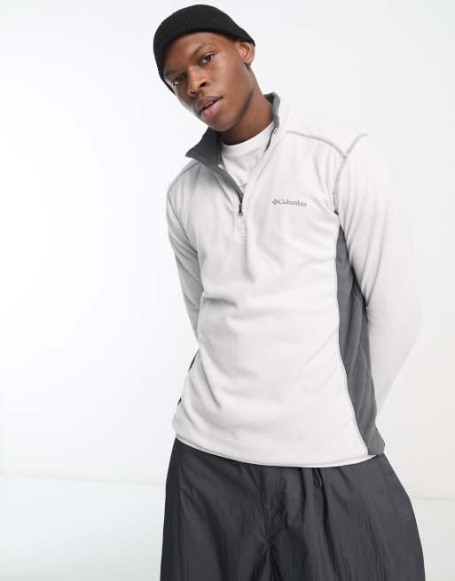 Sudadera polar blanca y gris con cremallera de 1/4 Klamath de Columbia