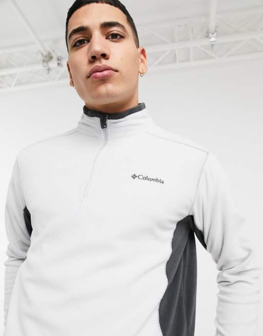 Sudadera polar blanca y gris con cremallera de 1/4 Klamath de Columbia, 3 de 4