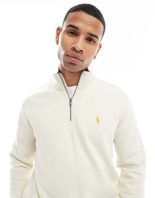 Sudadera polar color crema de corte clásico extragrande con media cremallera y logo Icon de Polo Ralph Lauren