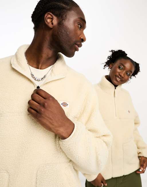 Sudadera polar color piedra con cremallera corta de felpa densa Mountain Hope de Dickies