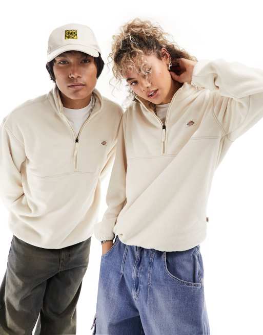 Sudadera polar color piedra con cremallera corta Louisburg de Dickies