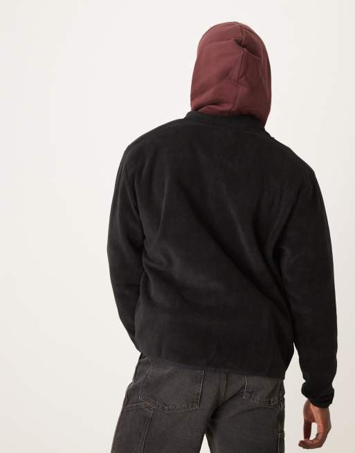 Sudadera polar negra estampada extragrande con cuello alzado de ASOS DESIGN, 3 de 4
