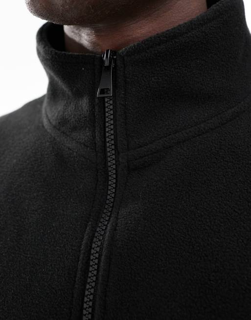 Sudadera polar negra extragrande con media cremallera de Brave Soul, 4 de 4