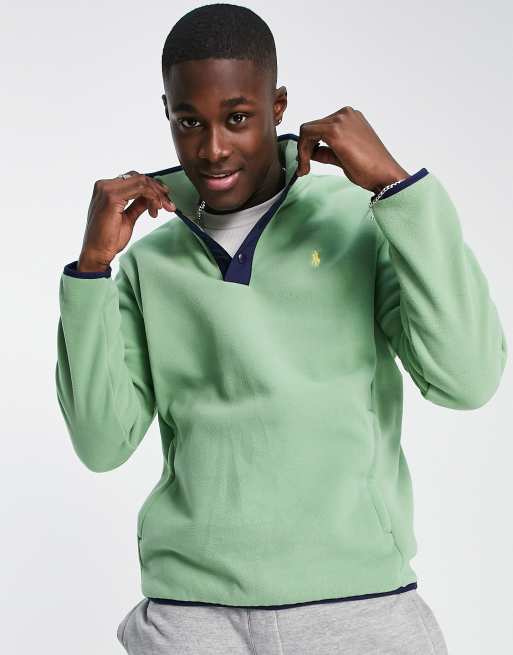 Sudadera polar verde con media cremallera y logo de Polo Ralph Lauren