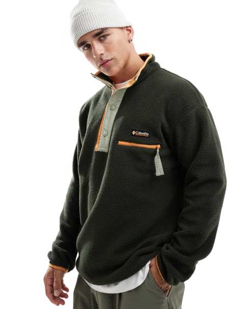 Sudadera polar verde con media tapeta de botones de presión Helvetia II de Columbia - view 1