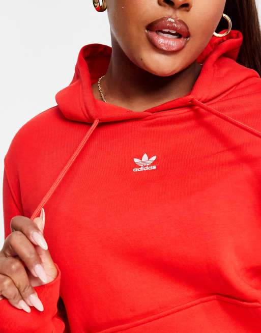 Sudadera roja básica con capucha y logo central de adidas Originals Plus