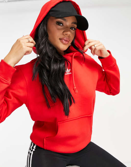 Sudadera roja básica con capucha y logo central de adidas Originals Plus