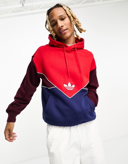 Sudadera roja con capucha y diseño delineado adicolor de adidas Originals