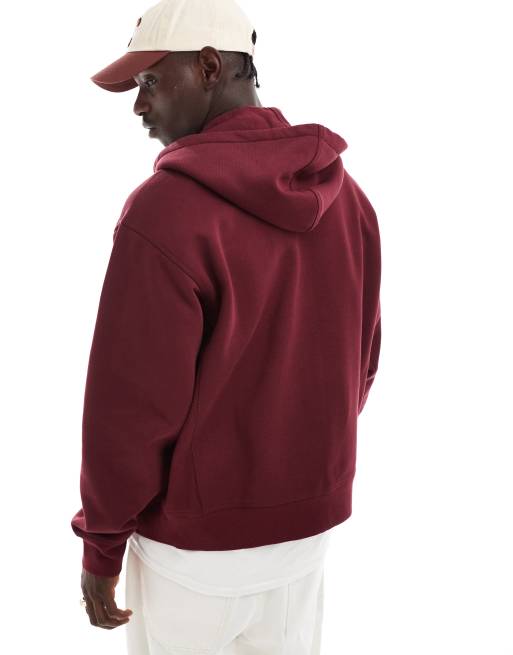 Sudadera roja con capucha cremallera y logo de texto American de Carhartt WIP