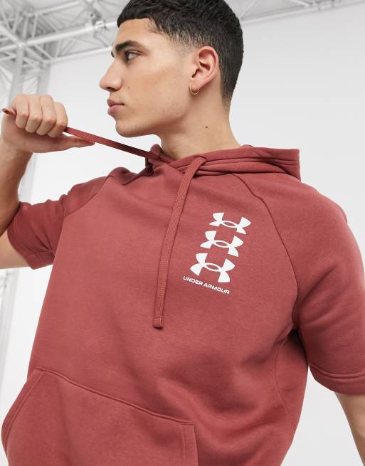 Sudadera roja con capucha de manga corta de Under Armour