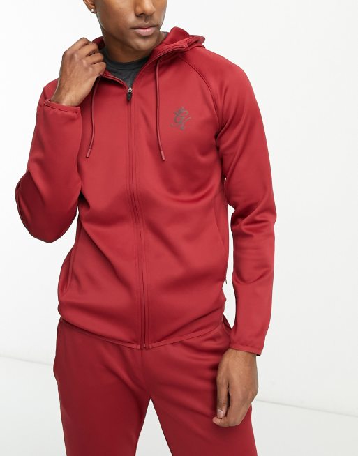 Sudadera roja con capucha de poli ster ligero Fundamental de Gym