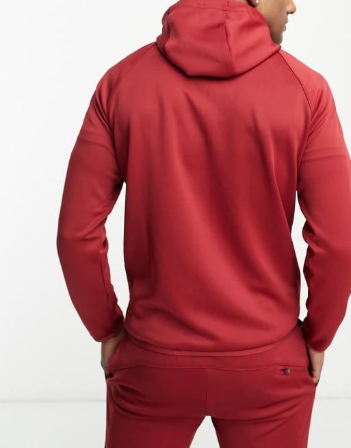 Sudadera roja con capucha de poli ster ligero Fundamental de Gym