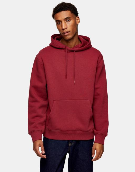 Sudadera roja con capucha y lavado envejecido de Topman