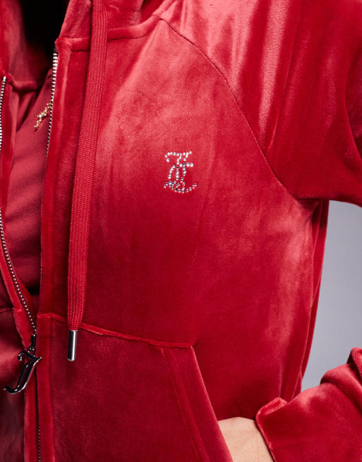 Sudadera roja con capucha y cremallera de velour de Juicy Couture (parte de un conjunto), 3 de 4