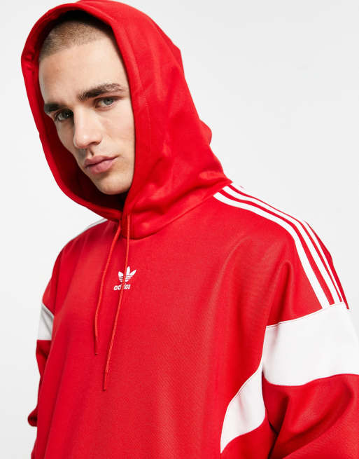 Sudadera roja con capucha y diseño delineado adicolor de adidas