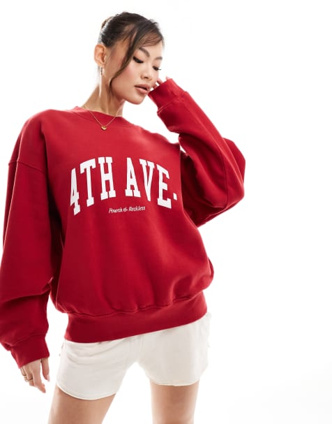 Sudadera roja con logo Avenue de 4th & Reckless - view 1