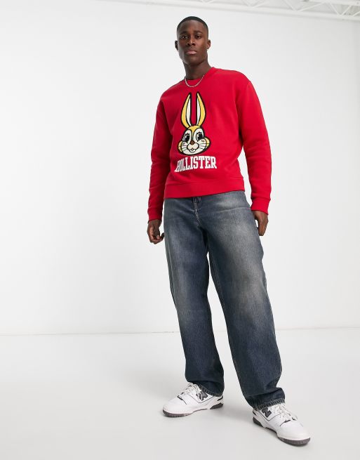 Sudadera roja hollister sales