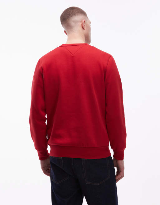 Sudadera roja con logo grande arqueado en la parte central del pecho de tommy Hilfiger, 5 de 5