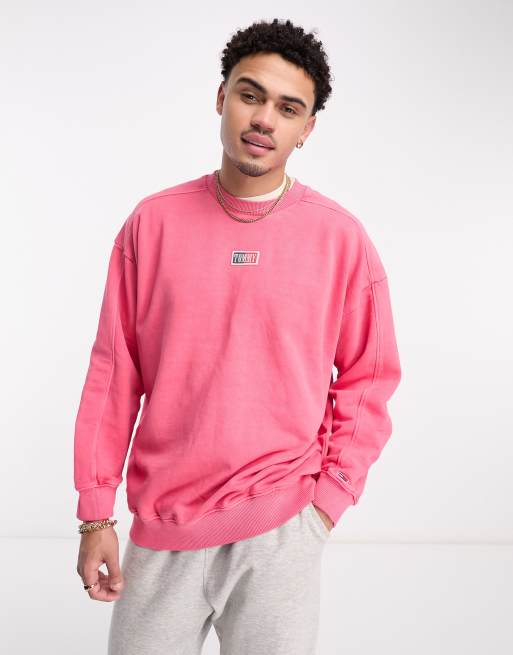 Sudadera roja de corte skater con cuello redondo Timeless de Tommy Jeans