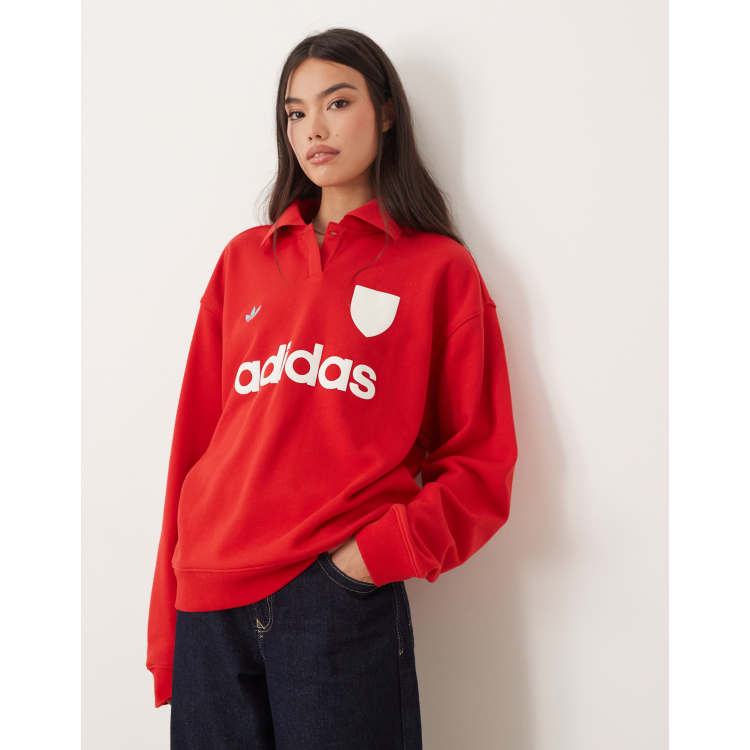 Sudadera roja de estilo fútbol de adidas Originals ASOS