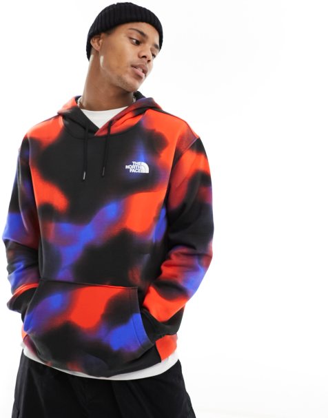 Sudadera roja extragrande básica con capucha y estampado marmolado de felpa exclusiva en ASOS de The North Face - view 1