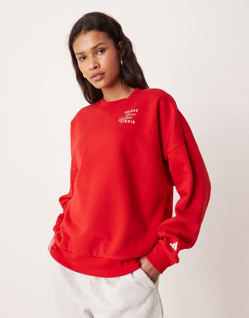Sudadera roja Three Stripes Studios de adidas Performance