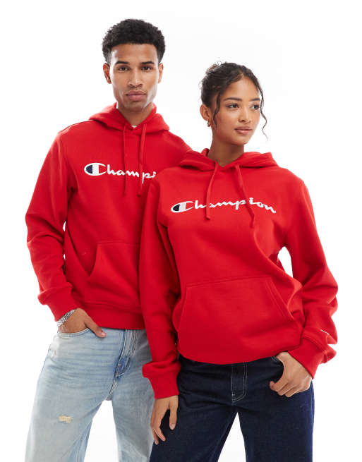 Sudadera roja unisex con capucha y logo en la parte central del pecho Legacy de Champion RcjShops