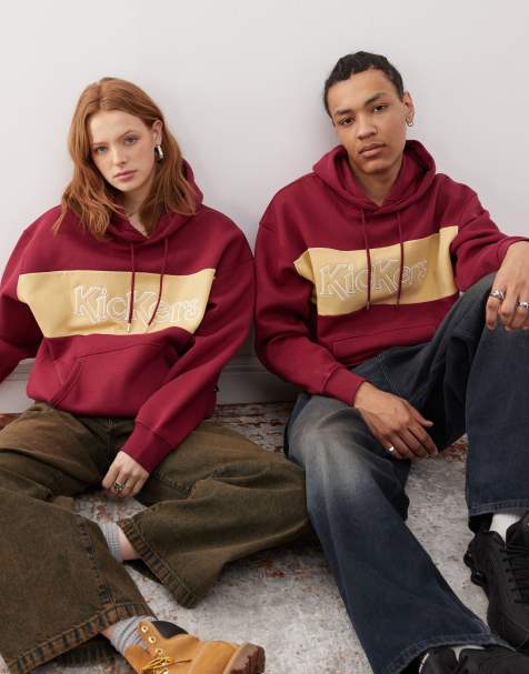 Sudadera rojo cereza oscuro unisex extragrande con capucha de Kickers - view 1