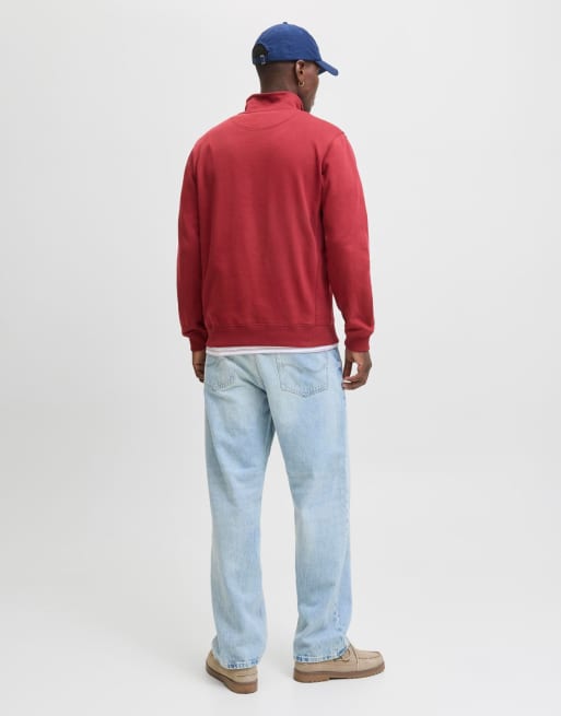 Sudadera rojo tibetano con media cremallera de Jack & Jones, 2 de 7