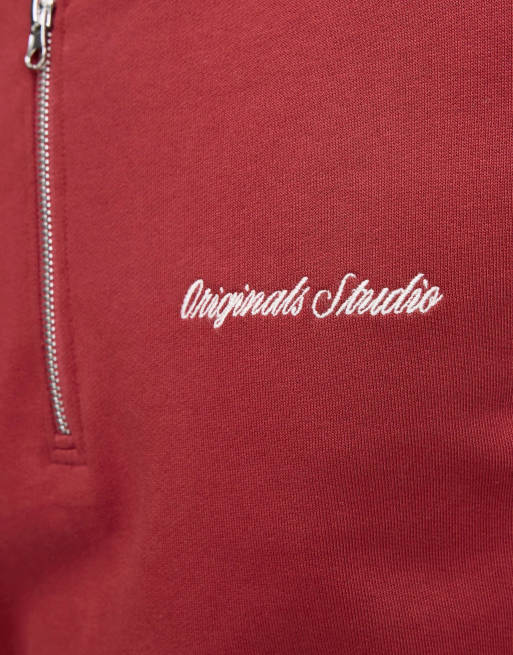 Sudadera rojo tibetano con media cremallera de Jack & Jones, 5 de 7