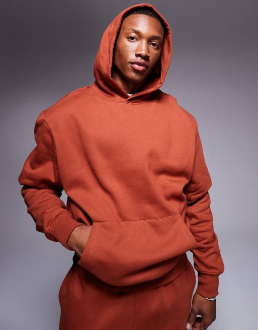 Sudadera rojo tostado extragrande con capucha de tejido grueso de 400 g/m2 premium de ASOS DESIGN