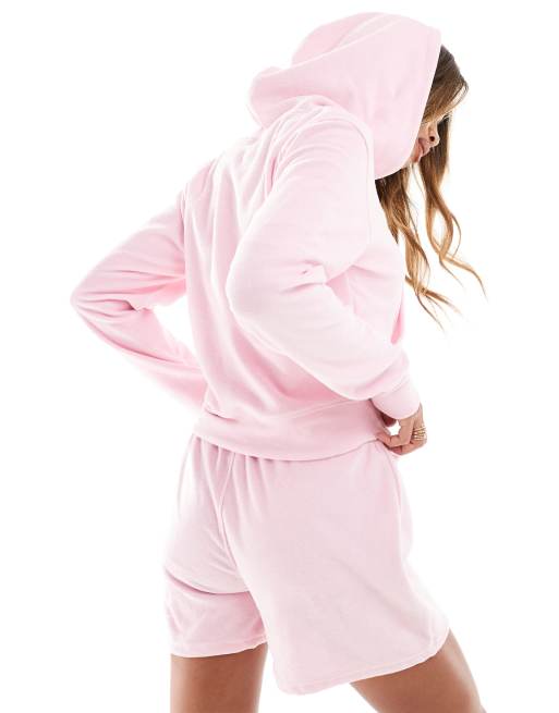 Sudadera rosa claro con capucha y cremallera de tejido de rizo de Kaiia (parte de un conjunto), 3 de 4