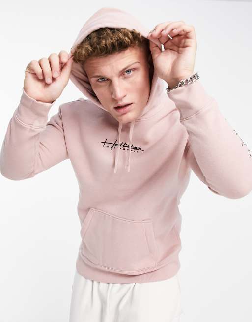 Sudadera rosa con capucha y logo Icon de Hollister