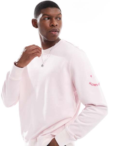 Sudadera rosa claro con cuello redondo y logo en forma de sonrisa de PS Paul Smith - view 1