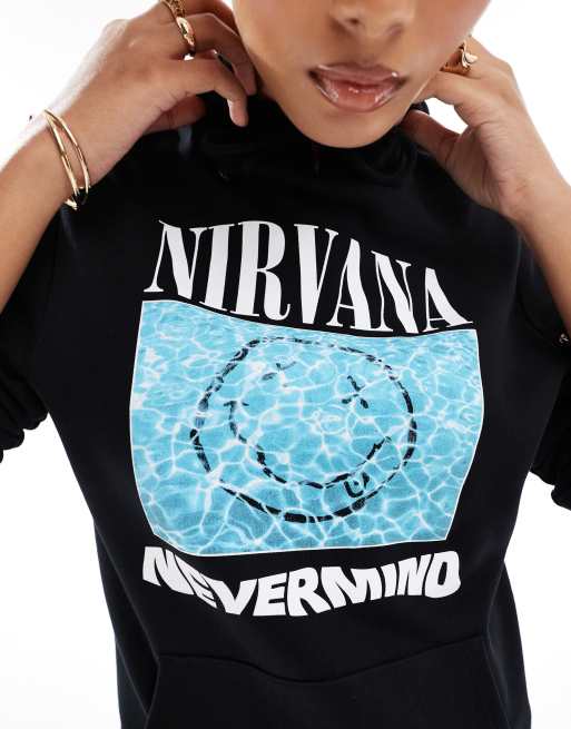 Sudadera rosa con capucha y estampado con licencia de Nirvana de