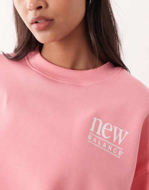 Sudadera rosa con cuello redondo de felpa Reimagined de New Balance, 3 de 4