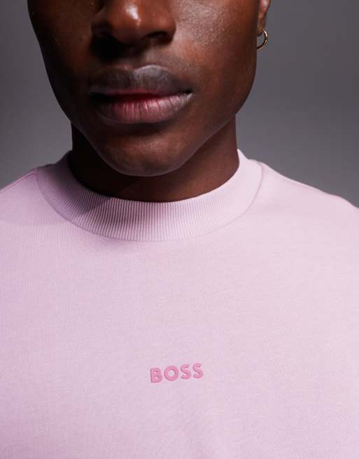 Sudadera rosa con cuello redondo y logo en el mismo tono Wesmall de BOSS Orange, 5 de 5