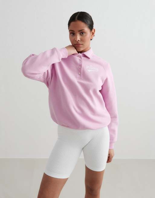Sudadera rosa con cuello tipo polo Cotton Candy Pitch de Aim'n